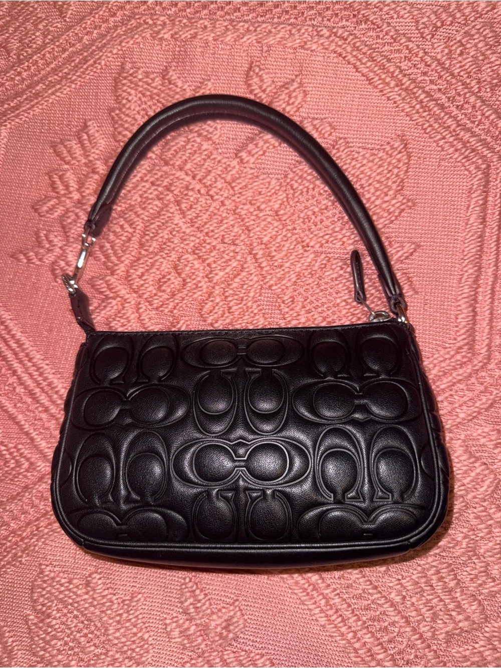 Coach Black Quilted Signature Mini Shoulder Bag